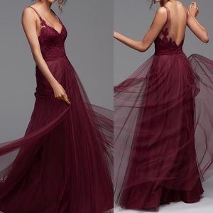Watters maroon, lace gown